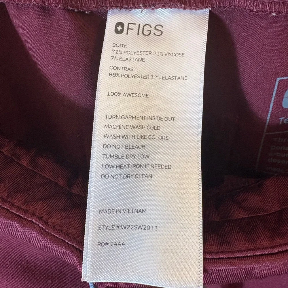 FIGS Technical‎ Collection High Waisted Yola Skinny Scrub Pants in Burgundy S